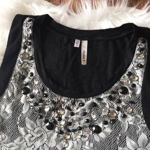 Studio Y Tops - Women’s lace tank with embellishments Studio Y Tops - Women’s lace tank with embellishments